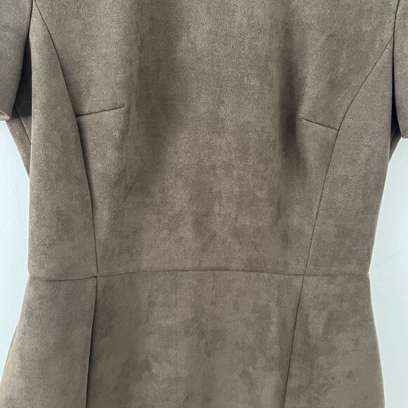 French Connection Vegan Brown Suede Crewneck Short Sleeve Dress Size 8 - Picture 6 of 9